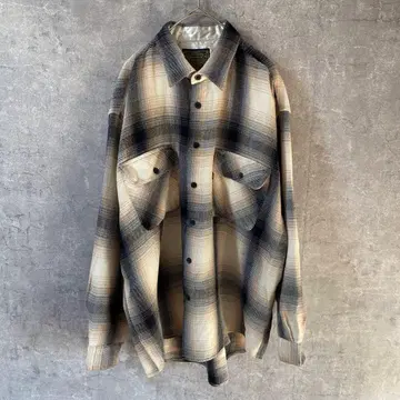 BAY LEAF 옴브레 체크 셔츠 알릴루 셔츠 긴팔 넉넉한 L 사이즈