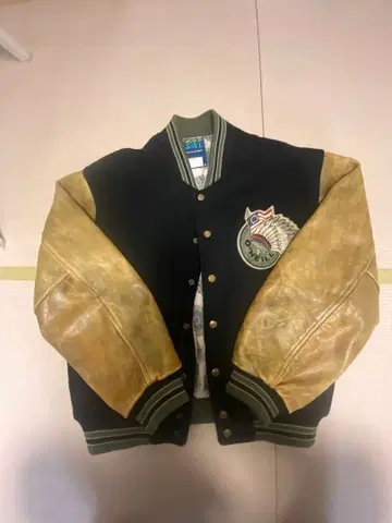 O'NEILL 오닐 바시티 자켓 백 자수 소매 소가죽 브라운