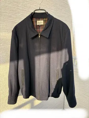 Backers 네이비 자켓 안감 체크 카라 부착 블루종