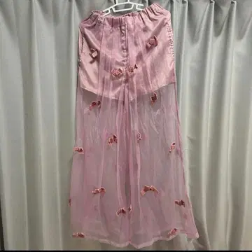 원스포 벨로아 리본 시스루 팬츠 핑크 M 사이즈 지뢰계 양산형