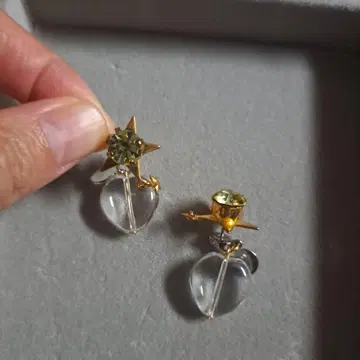 Keico 별 모양 크리스탈이 달린 클리어 하트 귀걸이