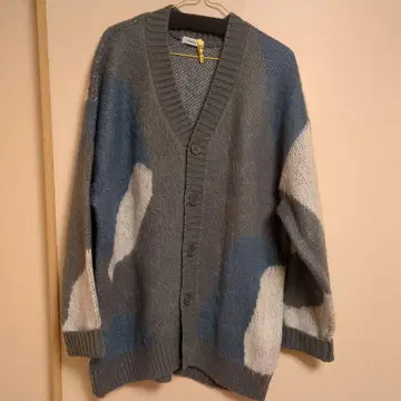 ONCILY 추상 무늬 가디건 그레이/파랑/화이트