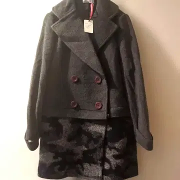 Lil kaen 그레이 더블 브레스트 코트