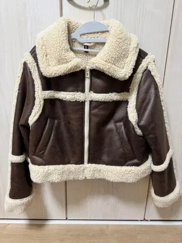 H&M 보아 자켓 L 브라운/크림