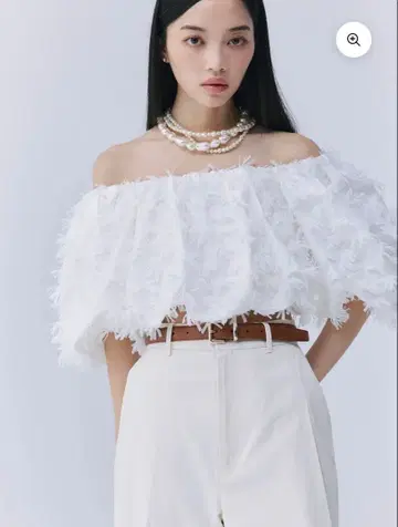 eimy 리본 크로스 개더 TOPS