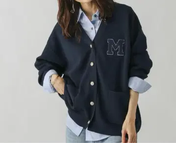 GLOBAL WORK 맨투맨 로고 V넥 가디건