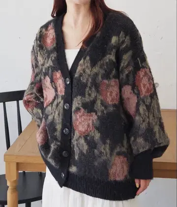 [플라워/레오파드 무늬] 모듬 자카드 V넥 BIG 가디건