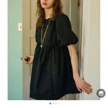 FREAK'S STORE 자카드 퍼프 슬리브 미디 원피스 튜닉