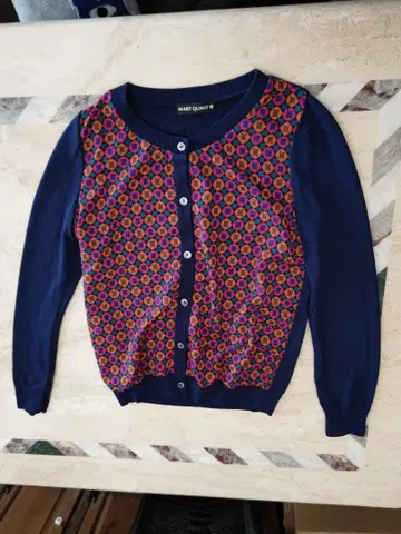 MARY QUANT 기하학 패턴 가디건 빈티지풍