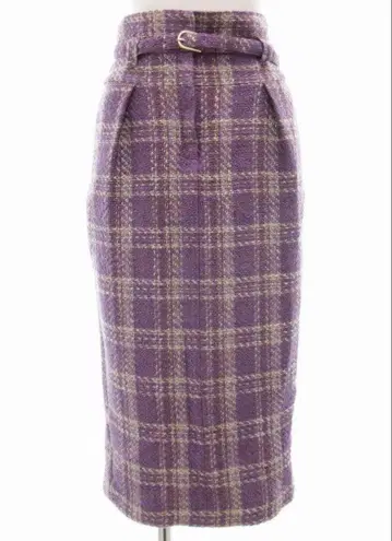 미라 오웬 코쿤 트위드 스커트 퍼플