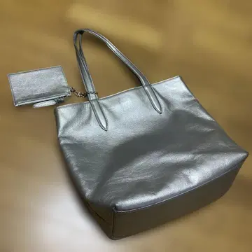 SCHOZON 쇼 토트백 미니 파우치 실버 가죽 A4