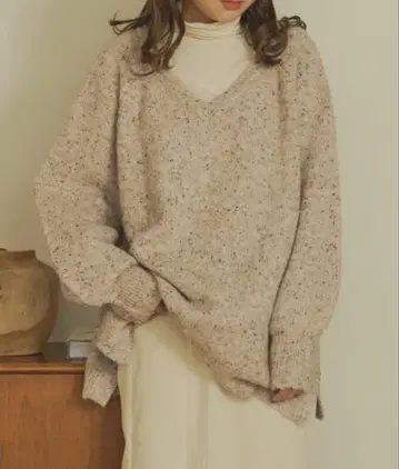 2WAY 멜란지 부클 니트 WEB/EC 한정 상품 니트 가을/겨울 베이지