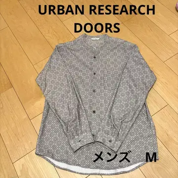 URBAN RESEARCH DOORS 패턴 셔츠 노카라 그레이 M