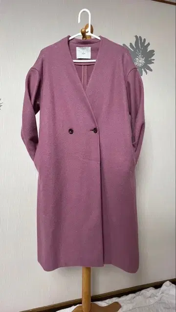 TIARA 티아라 노카라 코트 핑크 루즈핏 롱 코트 가을/겨울