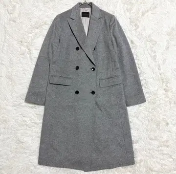 새상품급 투모로우랜드 더블 체스터 코트 캐시미어 혼방 36 그레이