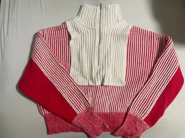 KBF 레이어드 하프 지퍼 니트