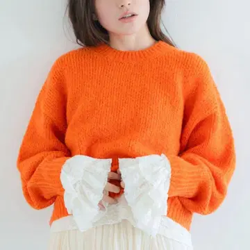 컬러 모헤어 혼방 루즈 니트