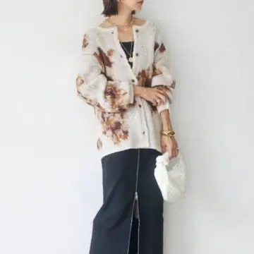 esica 자카드 무늬 니트 크루 가디건