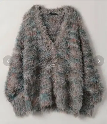 JEANASIS 슬라브 니트 퍼 V 가디건