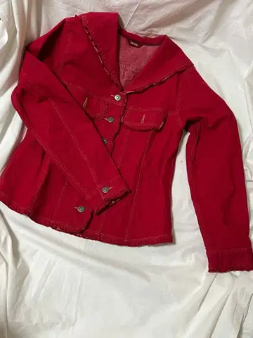 익명 배송만 / PINK HOUSE 세일러 카라 데님 자켓 빨간색