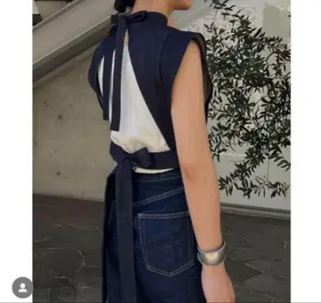 CLANE 클라네 백 오픈 미니 데님 상의 인디고