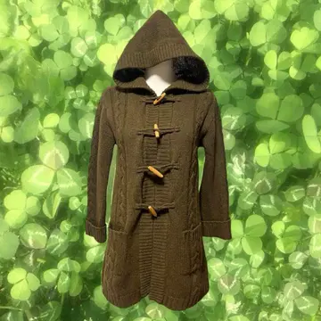 모리걸 페어리 그런지 00s 니트 후드 롱 가디건 카키