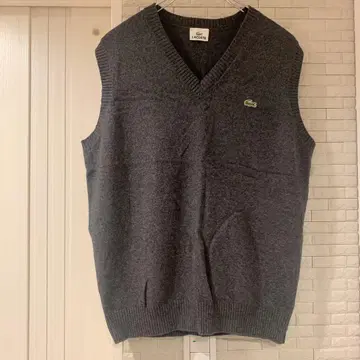 LACOSTE 램스울 양모 실크 블렌드 니트 베스트 그레이 사이즈 5