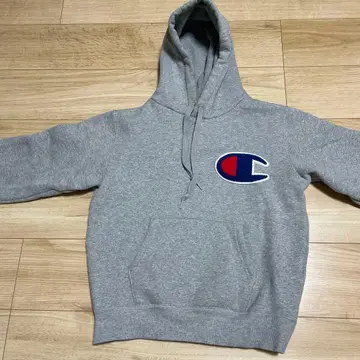 [새상품급] Champion 그레이 후드 부착 후드티 S