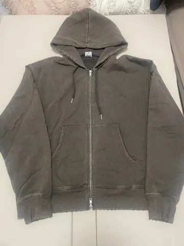 [ madeffect ] vintage 바이오 워시 지퍼 후드티 그레이