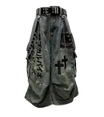 크로스 프린트 카고 숏팬츠