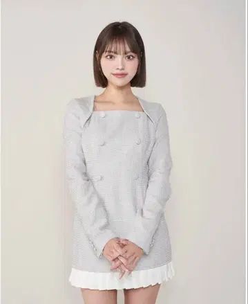 Darich 플리츠 도킹 트위드 미니 원피스