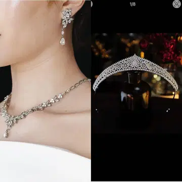 브라이덜 액세서리 세트 ( 목걸이 귀찌 티아라 )