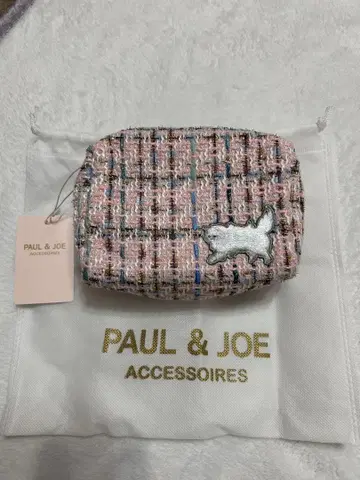 새상품 폴앤조 집시 자수 트위드 파우치 핑크