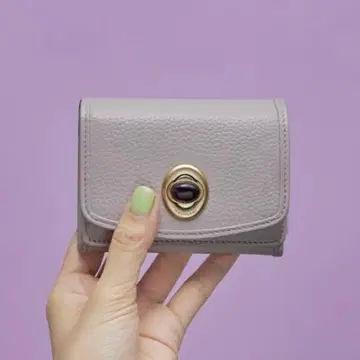 [ 새상품급 ] Hashibami 젬스톤 가죽 미니 지갑 라벤더