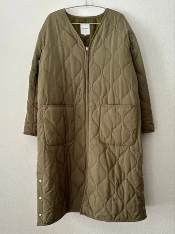 LEPSIM 퀼팅 롱 코트 카키