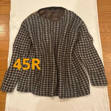 45R 풀오버 100% 울 체크 무늬 니트