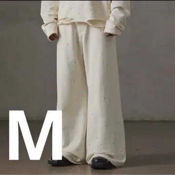 [ GRANCY ] 큐빅 디자인 데미지 스웨트 팬츠 M 사이즈