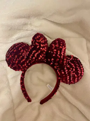 디즈니 크리스마스 머리띠 빨간색 스팽글 미니