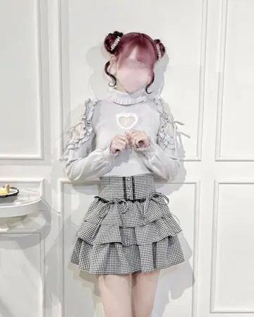 하운드투스 체크 패턴 티어드 프릴 스커트 허니 뮤우