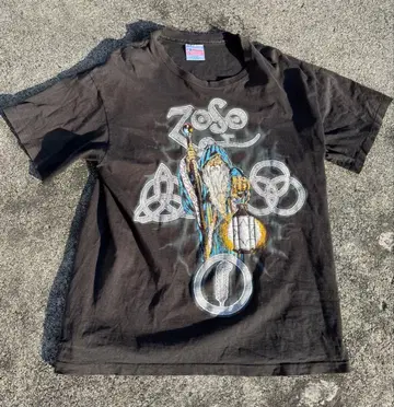 80s Led zeppelin 티셔츠 누더기