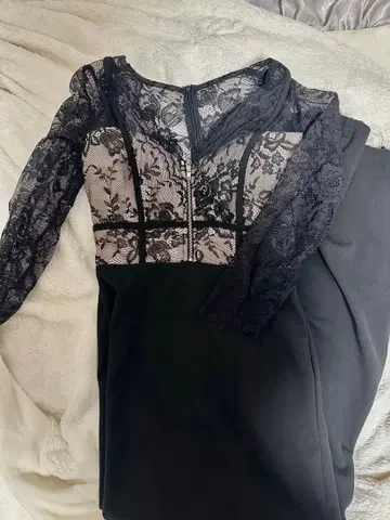 블랙 레이스 롱 드레스