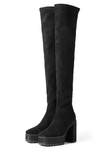 GRL 청키힐 니하이 부츠 gd1174 24cm