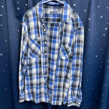 플란넬 긴팔 셔츠 파랑 블랙 화이트 체크