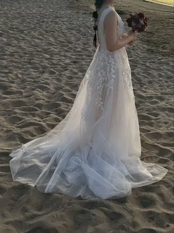 웨딩 드레스 화이트 플라워 자수 5호