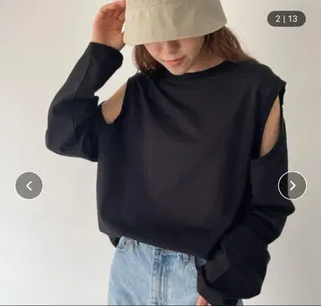 새상품급 canal jean 홀 롱 슬리브 티셔츠 블랙