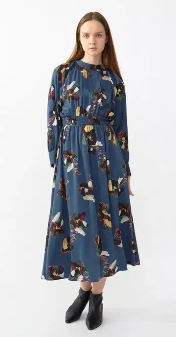 Aga 플라워 페인트 백리본 원피스