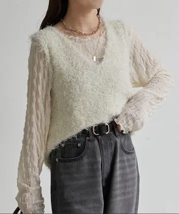 페더얀 V넥 베스트 아이보리