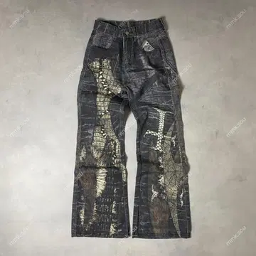 디자인 데님 python crocodile wash pants