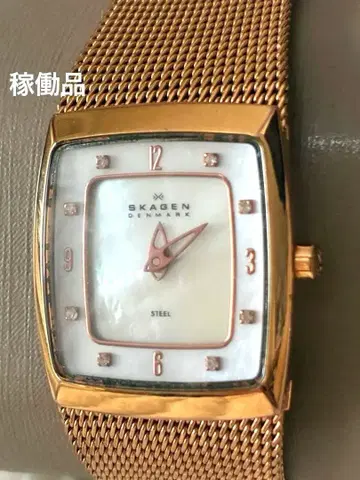작동품 SKAGEN 손목시계 380XSRR1 쉘 다이얼 골드 스퀘어