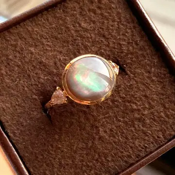 agete K10 검은 나비 조개 토파즈 반지